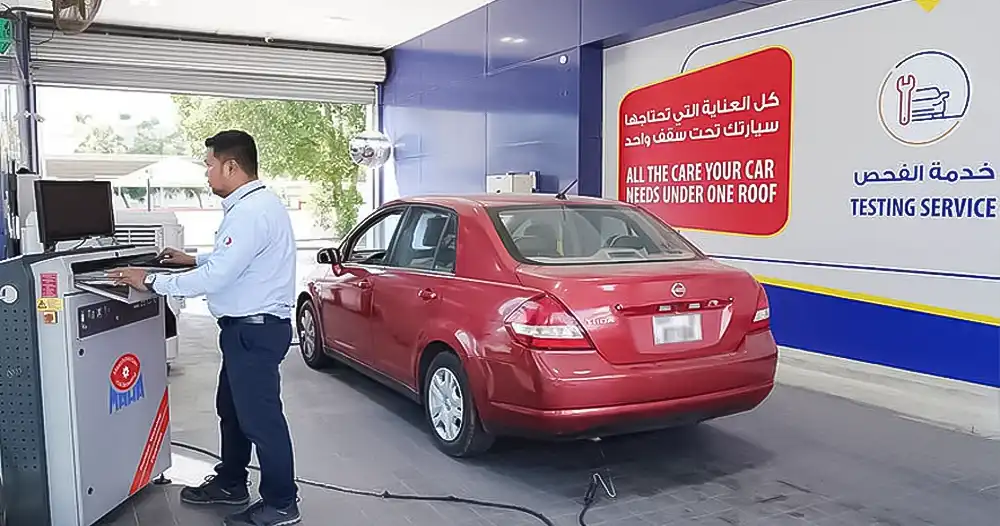 dubai-vehicle-testing-mandatory-online-booking-from-june-2-avoid-dh100-Fee-feature-image-wadi-alhuroof-translation